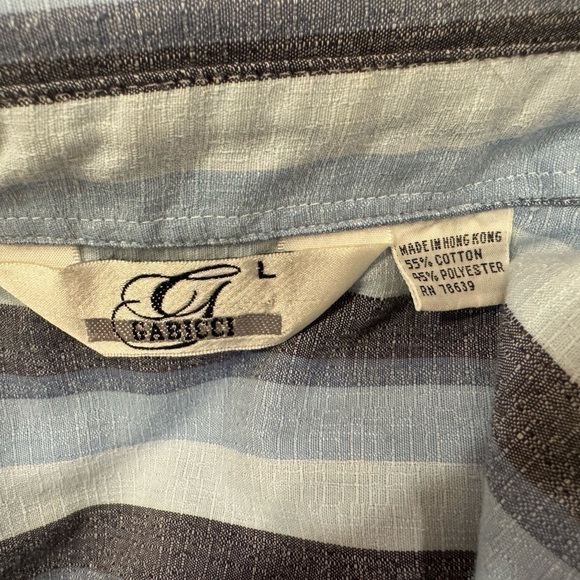 Gabbici Vintage Button Down Shirt Men Women Gray Blue Navy White Cotton Vacay - Picture 8 of 8